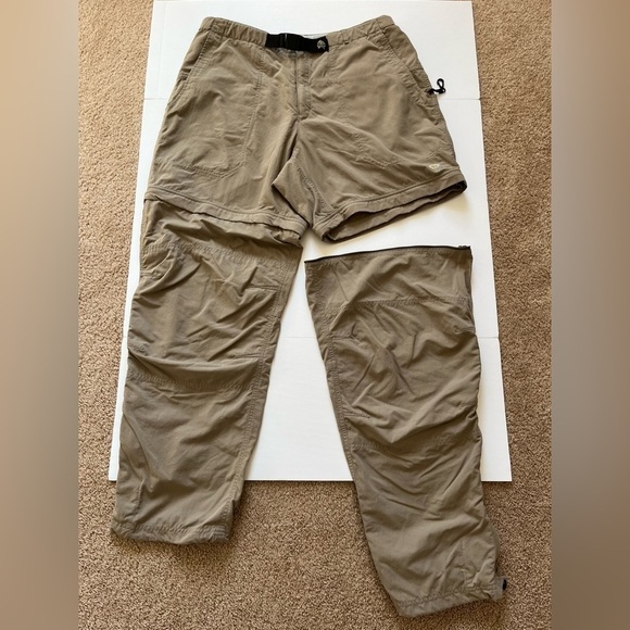 Mountain Hardwear Athletic Hiking Convertible Pants / Shorts Khaki Color Sz L - Picture 2 of 14